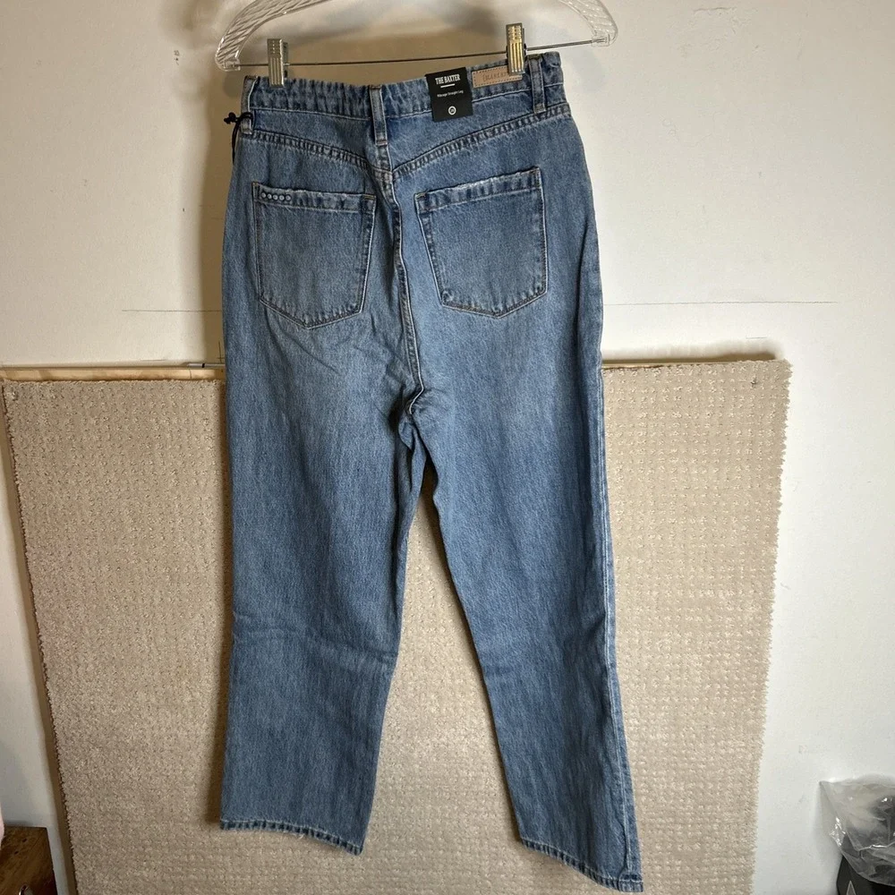 NWT WOMEN'S BLANK NYC JEANS Size 28 The Baxter Ribcage‎ Straight Leg Distressed